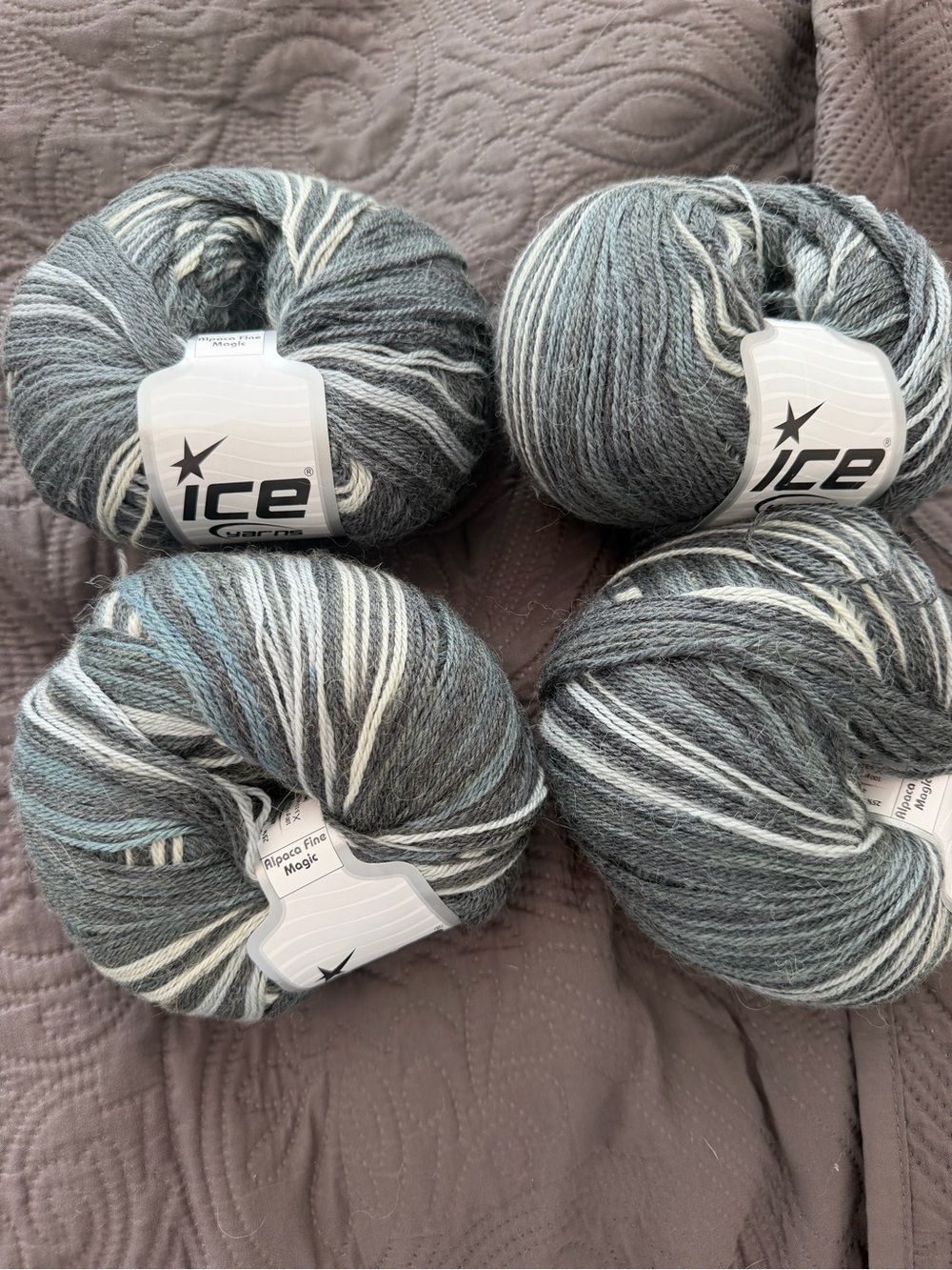 ICE Yarn 4 skeins  — Gray Multi Color